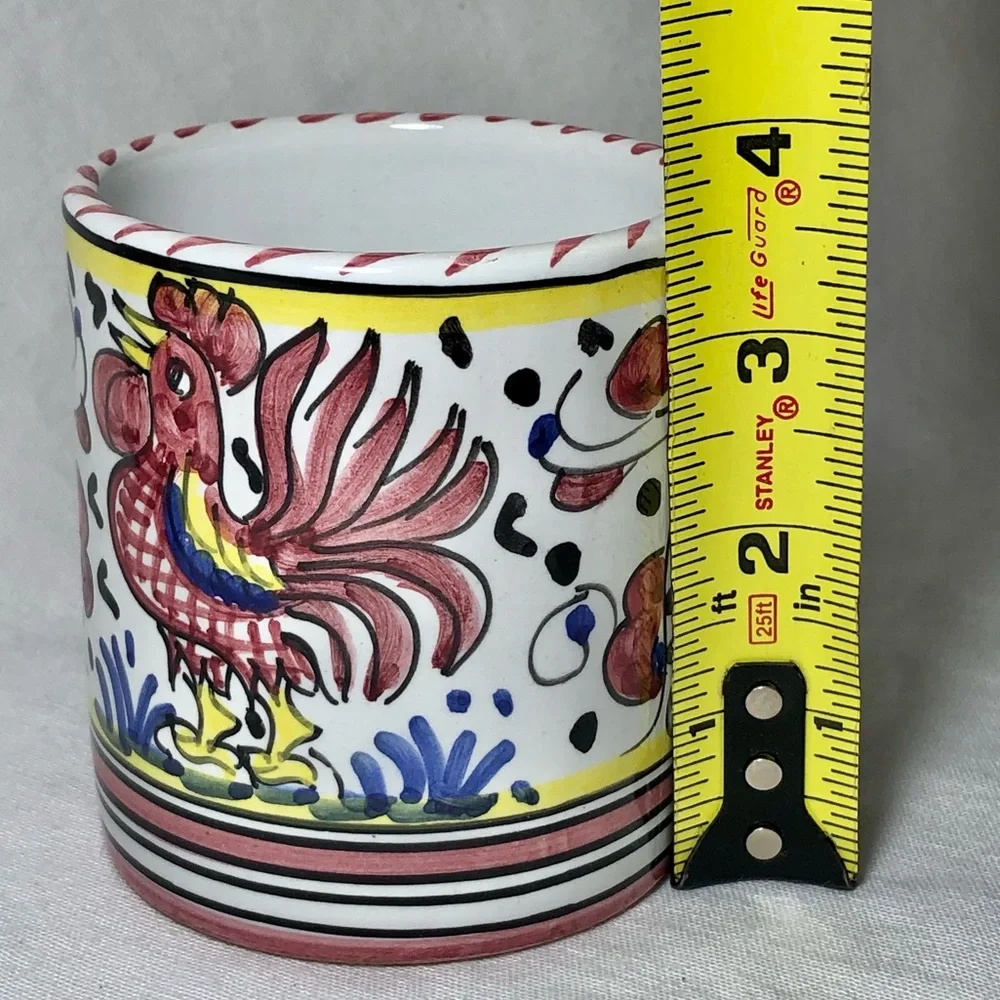 Starbucks Sambuco Pottery 3 Mug Set Deruta Style Pink Rooster Handpainted Italy